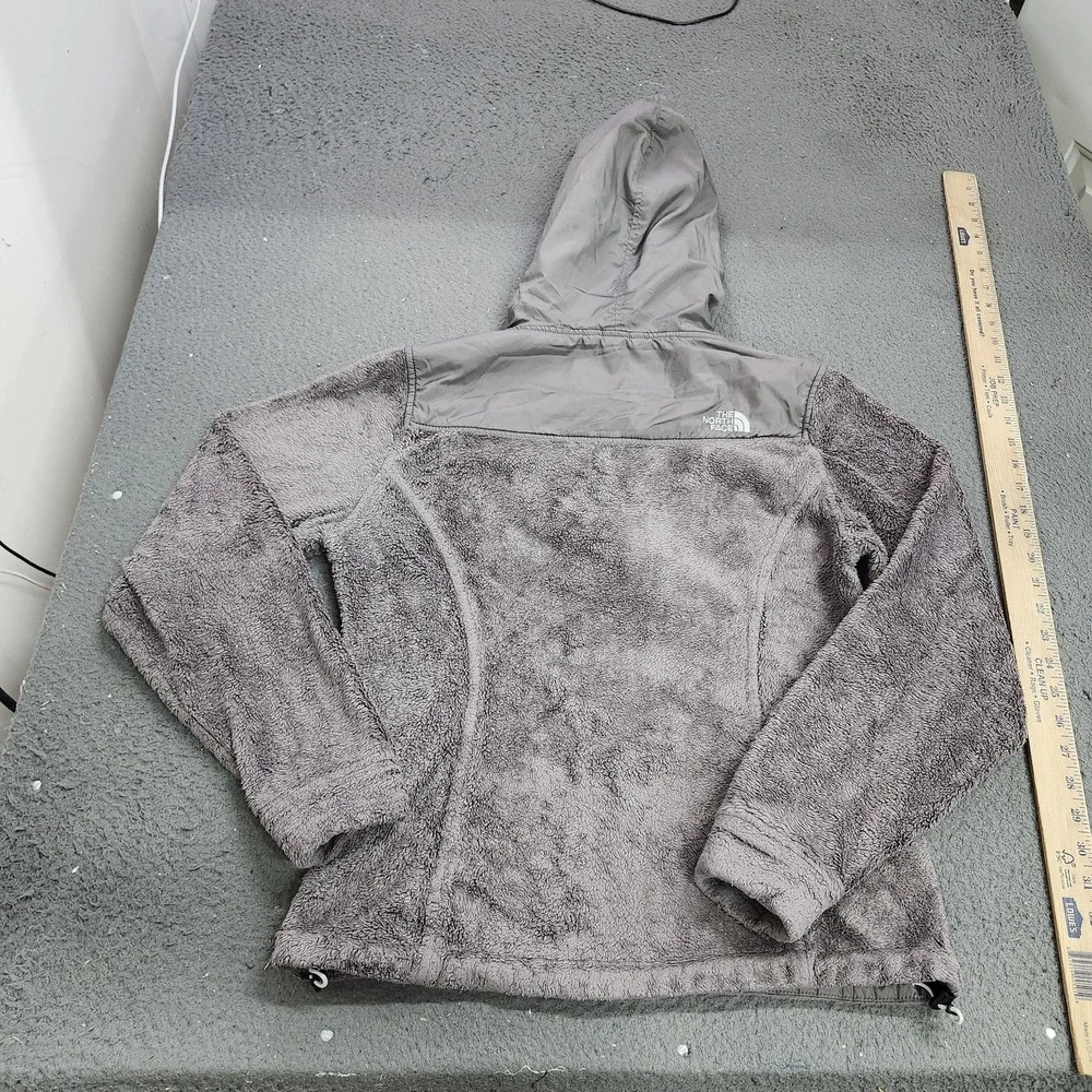 The North Face Jacket Womens Small Gray Hooded Fleece Full Zip Pockets Outdoor